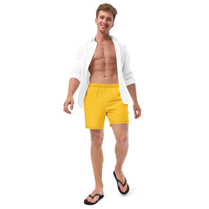 Mustard Yellow Swimming Trunks With Rainbow Pocket Swimwear The Rainbow Stores