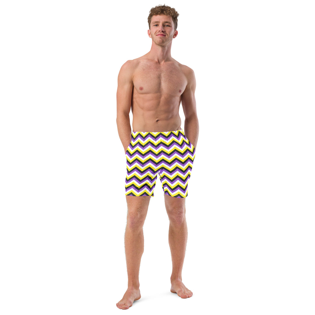 Non-Binary Zig Zag Swimming Trunks Swimwear The Rainbow Stores