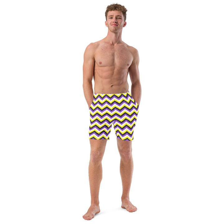 Non-Binary Zig Zag Swimming Trunks Swimwear The Rainbow Stores