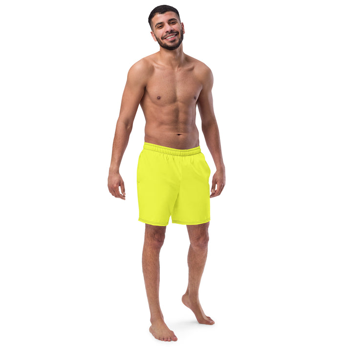 Neon Yellow Swimming Trunks with Rainbow Pocket Swimwear The Rainbow Stores