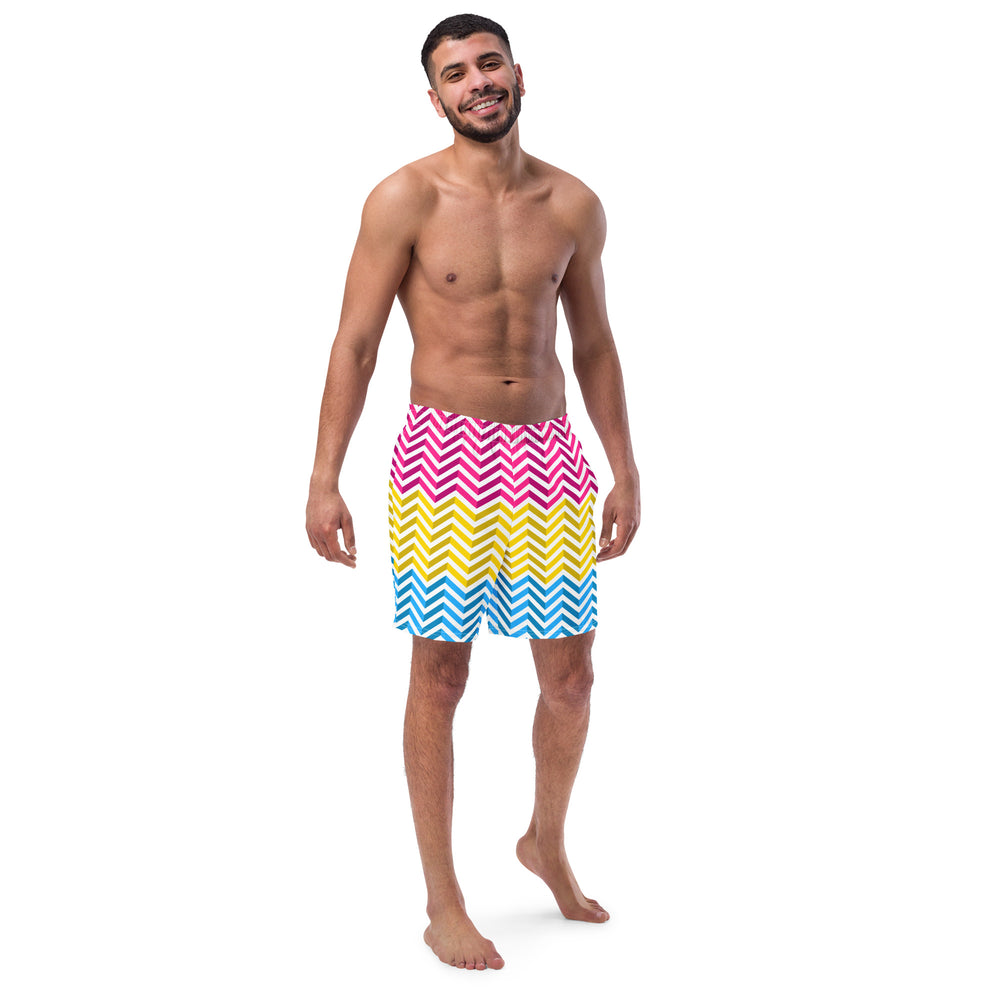 Pansexual Zig Zag White Swimming Trunks Swimwear The Rainbow Stores