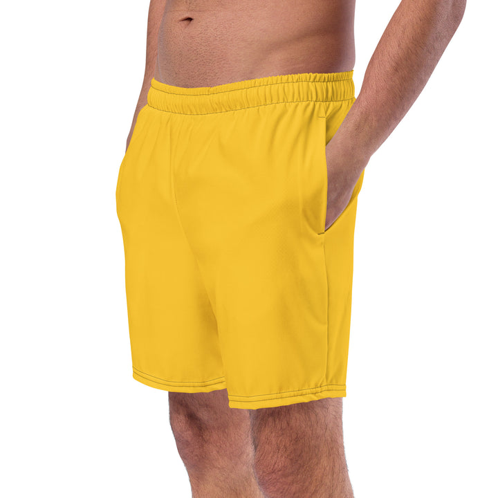 Mustard Yellow Swimming Trunks With Rainbow Pocket Swimwear The Rainbow Stores