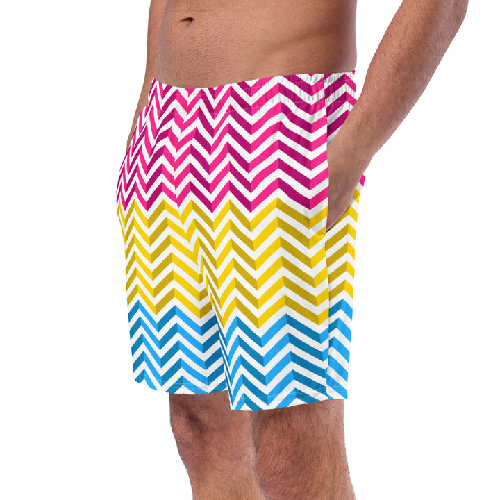 Pansexual Zig Zag White Swimming Trunks Swimwear The Rainbow Stores
