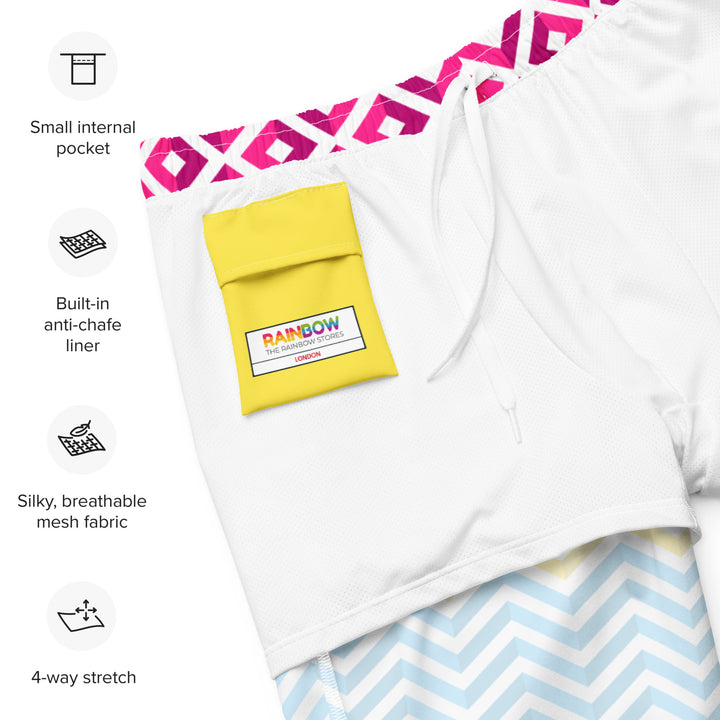 Pansexual Zig Zag White Swimming Trunks Swimwear The Rainbow Stores