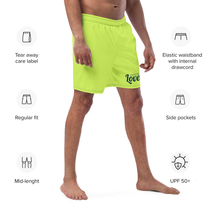 Choose Love Lime Swimming Trunks Swimwear The Rainbow Stores