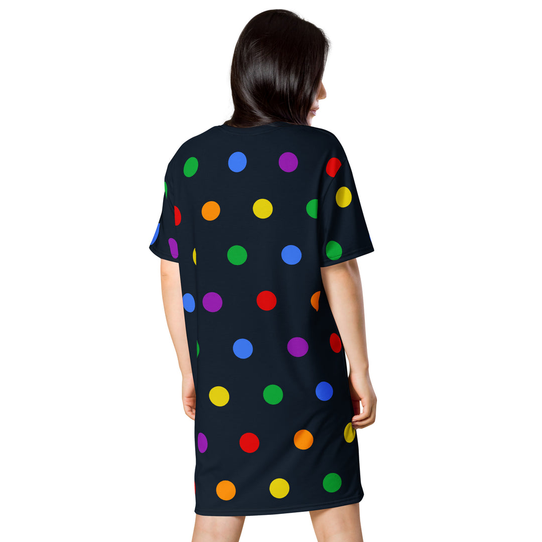 colorful shirt dress Rainbow Dotty T-shirt Dress