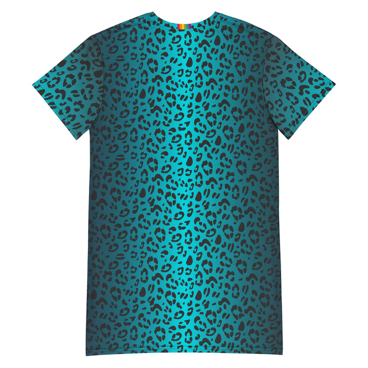 Aqua Leopard Print T-shirt Dress Dresses The Rainbow Stores