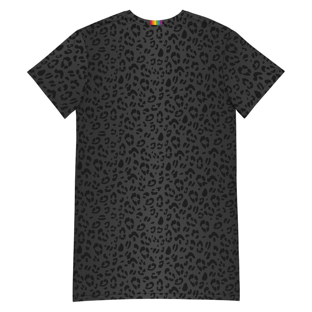 Black Leopard Print T-shirt Dress Dresses The Rainbow Stores