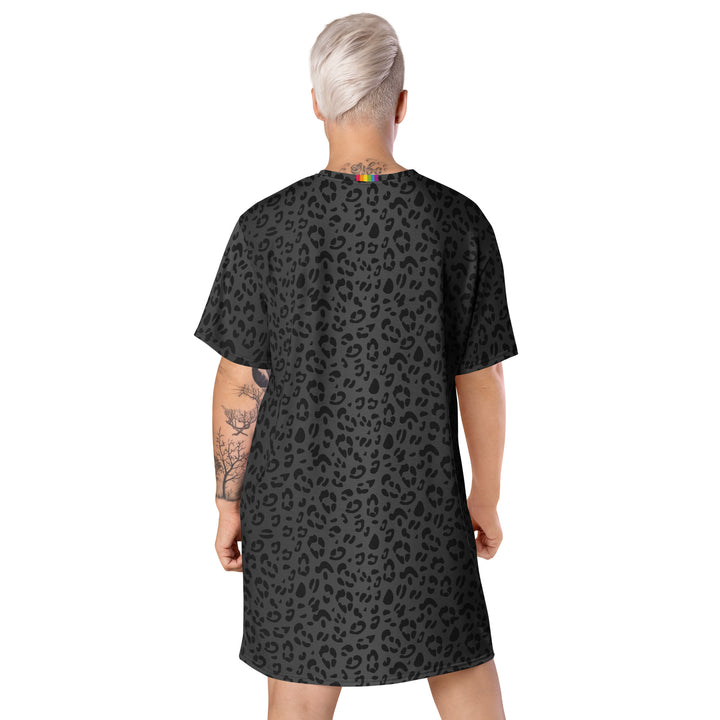Black Leopard Print T-shirt Dress Dresses The Rainbow Stores