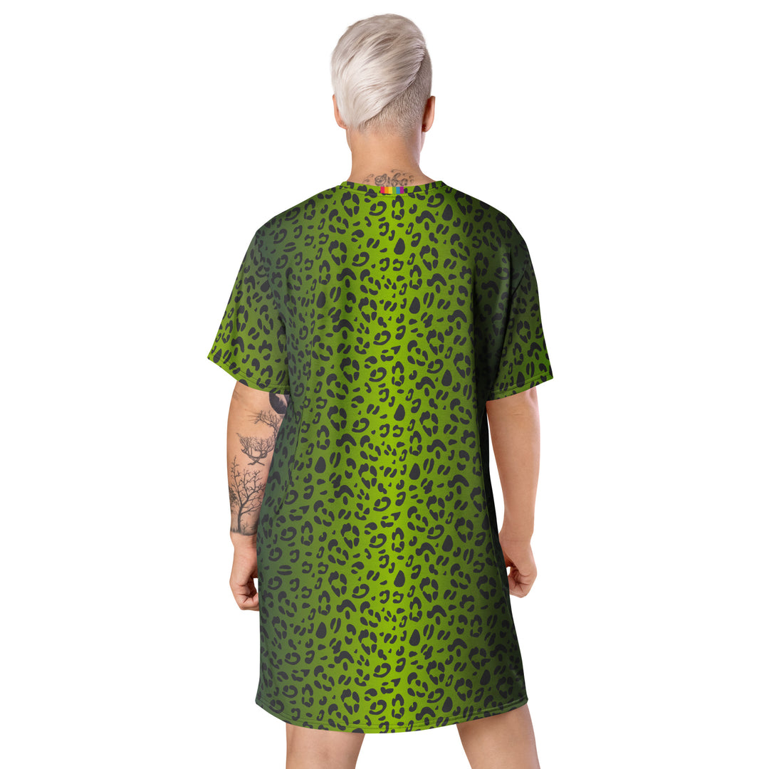 Green Leopard Print T-shirt Dress Green Leopard Print T-shirt Dress