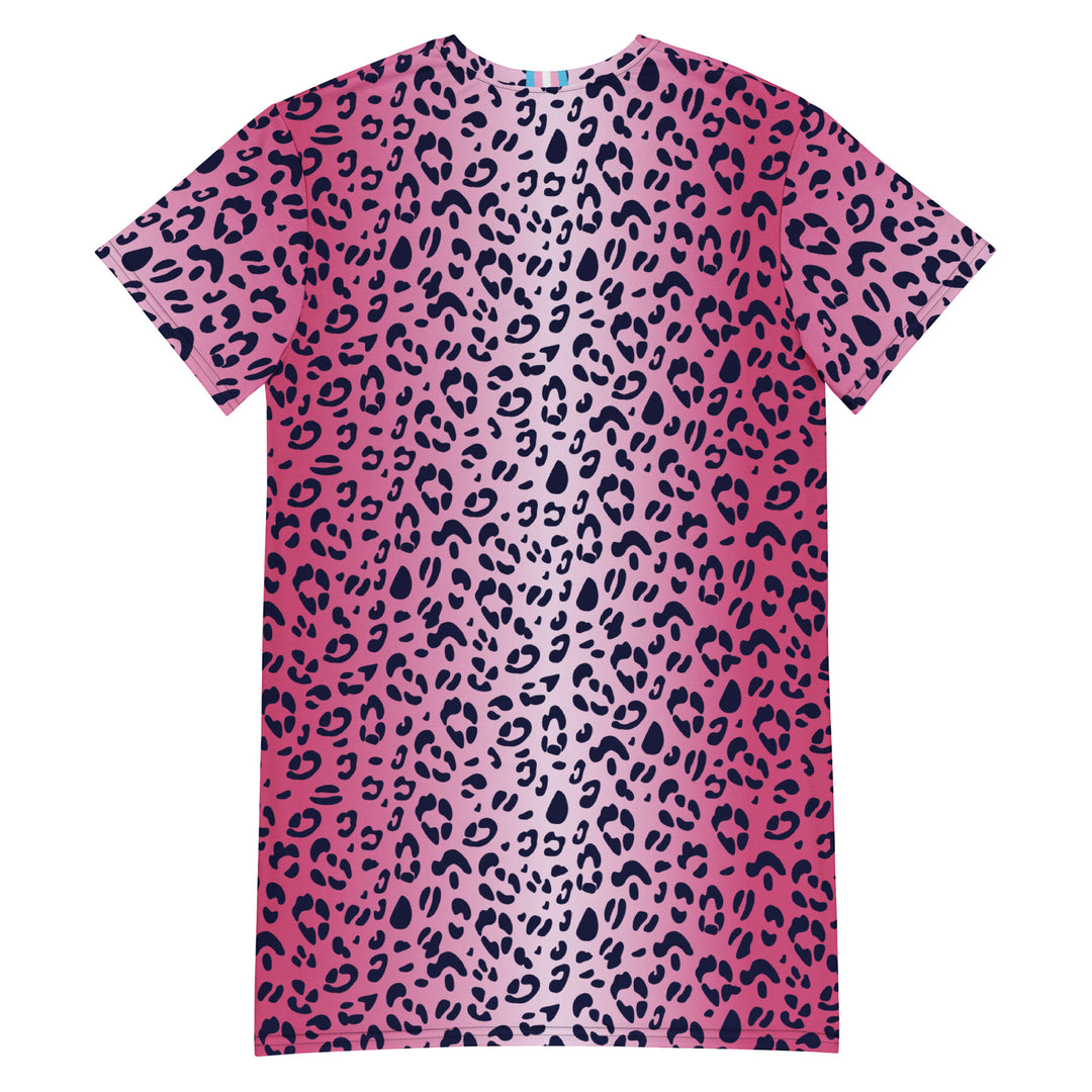 Pink Leopard T-shirt Dress With Trans Collar Flag Dresses The Rainbow Stores