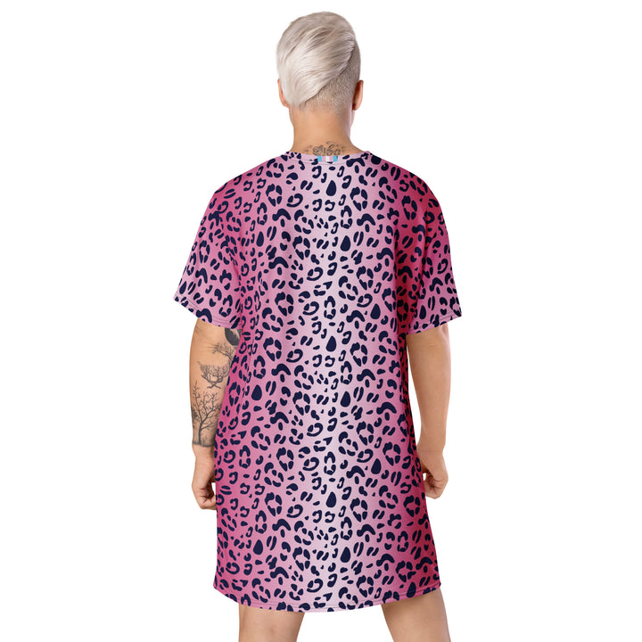 Pink Leopard T-shirt Dress With Trans Collar Flag Dresses The Rainbow Stores