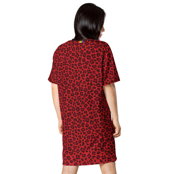 Red Leopard Print T-shirt Dress With Rainbow Collar Flag Dresses The Rainbow Stores