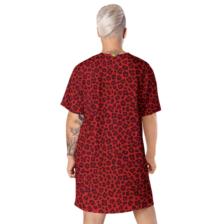 Red Leopard Print T-shirt Dress With Rainbow Collar Flag Dresses The Rainbow Stores