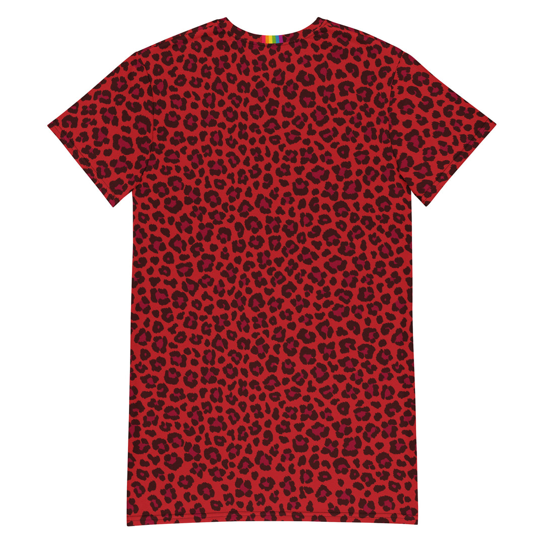 Red Leopard Print T-shirt Dress With Rainbow Collar Flag Dresses The Rainbow Stores