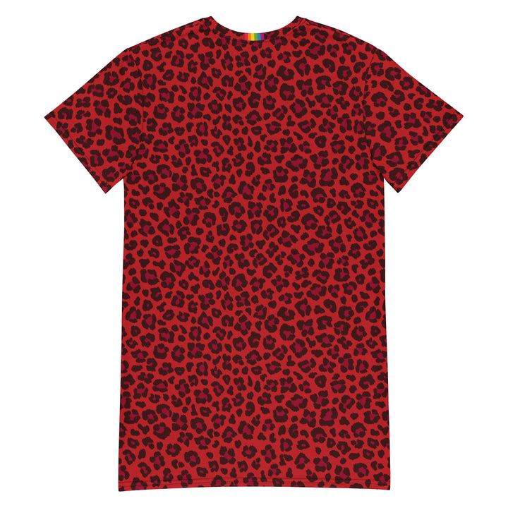 Red Leopard Print T-shirt Dress With Rainbow Collar Flag Dresses The Rainbow Stores