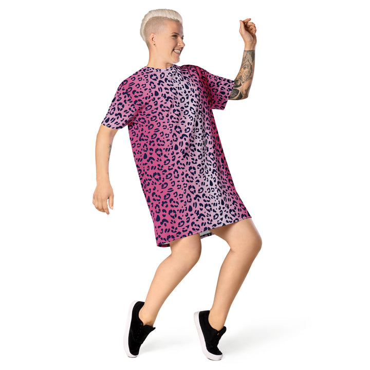 Pink Leopard T-shirt Dress With Trans Collar Flag Dresses The Rainbow Stores