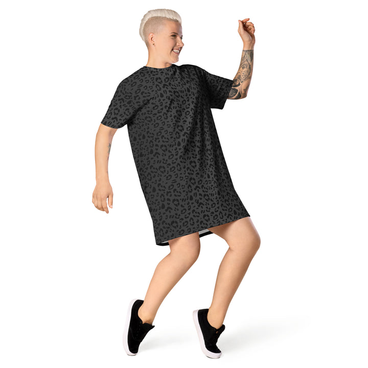 Black Leopard T-shirt Dress With Trans Collar Flag Dresses The Rainbow Stores