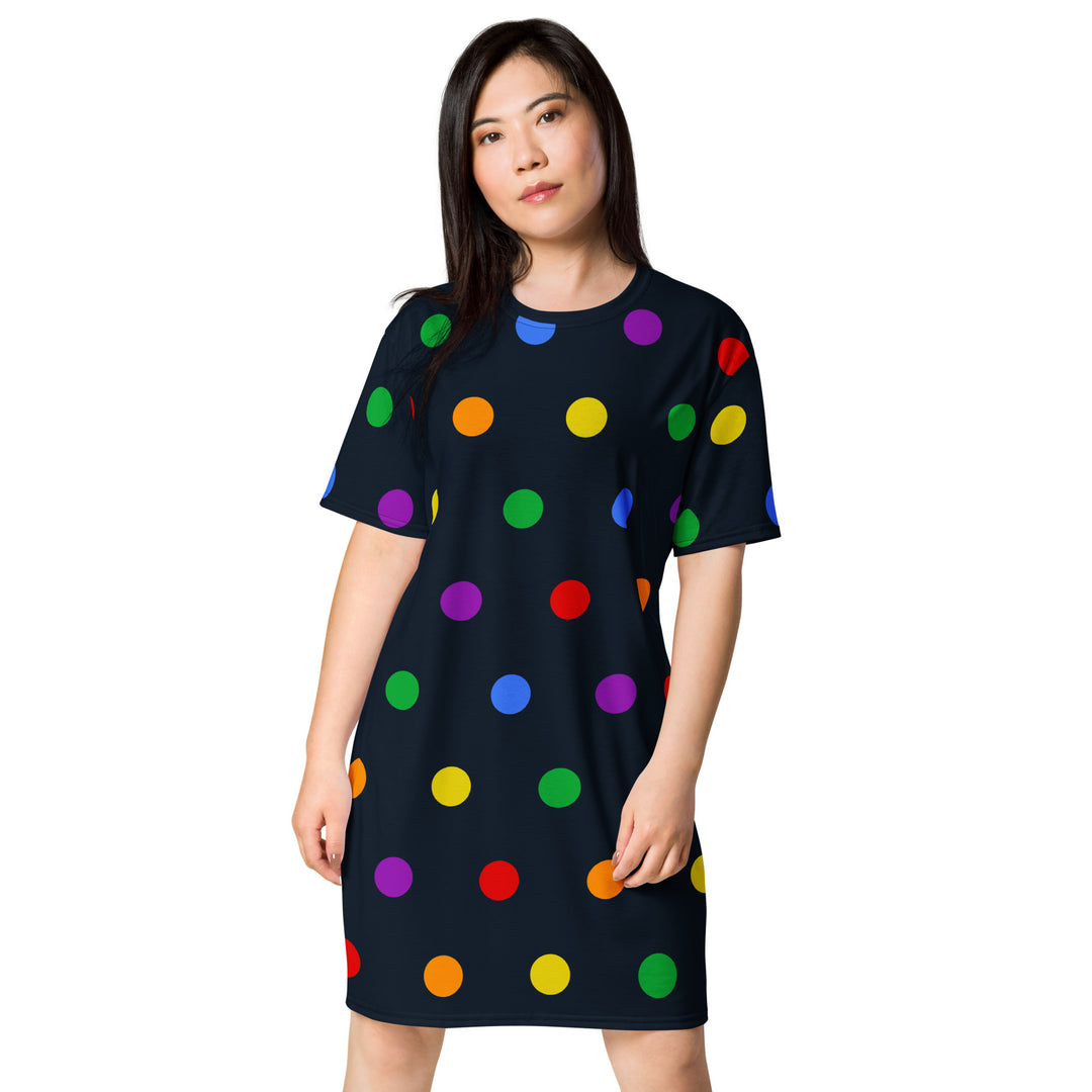 rainbow t shirt dress Oversized Asymmetrical Rainbow Tshirt Dress/ Spiral Tshirt Dress/ Oversized Tee/ Rainbow Dress/ Rainbow Tshirt/ Cotton T-shirt Dress