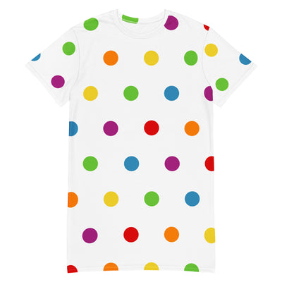 Rainbow Spots White T-shirt Dress Dresses The Rainbow Stores