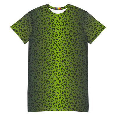 Green Leopard Print T-shirt Dress Dresses The Rainbow Stores