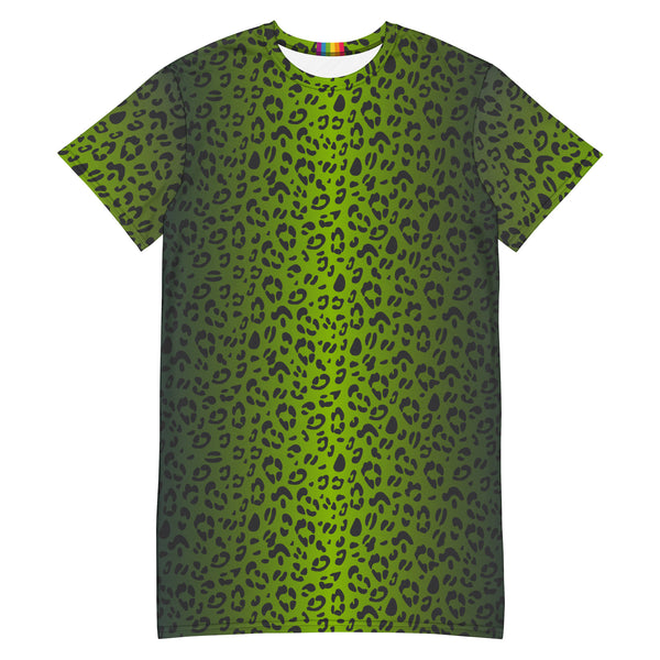 Green Leopard Print T-shirt Dress – The Rainbow Stores