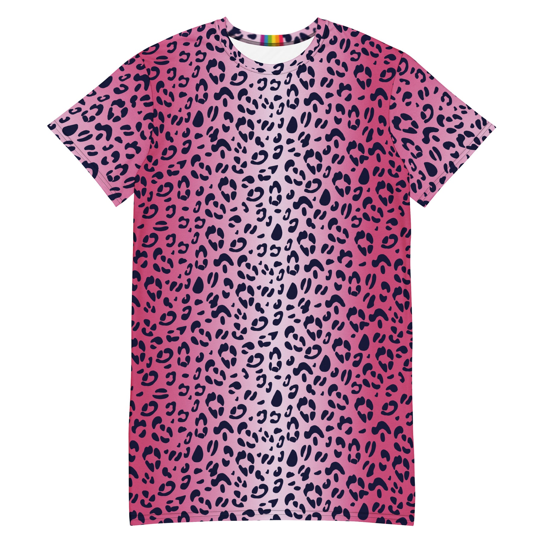 pink leopard print shirt dress Pink Leopard Print T-shirt Dress The Rainbow Stores