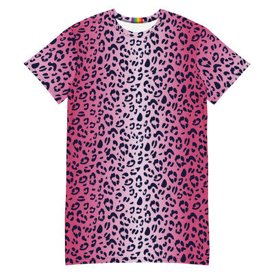 Pink Leopard Print T-shirt Dress Dresses The Rainbow Stores