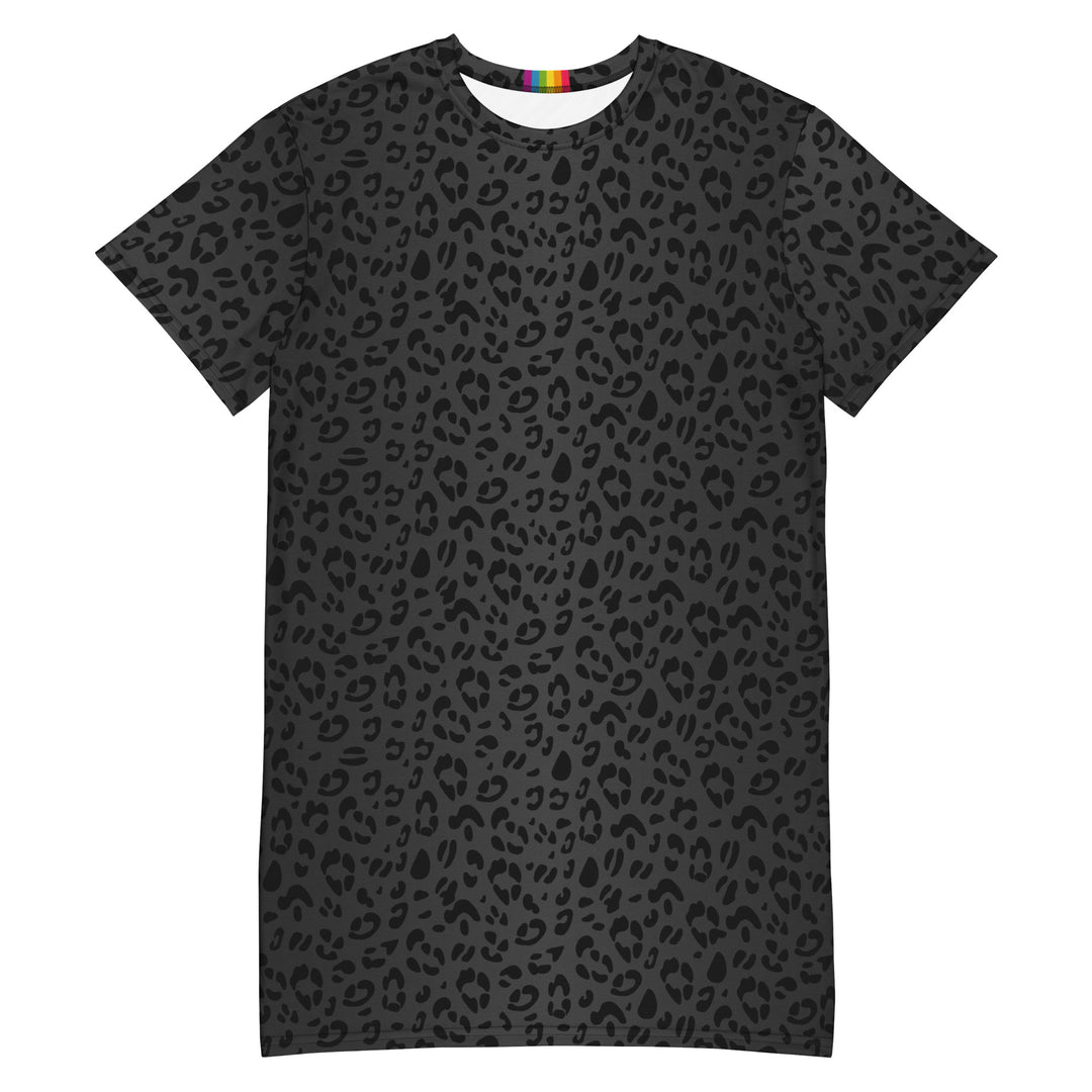 Black Leopard Print T-shirt Dress Dresses The Rainbow Stores