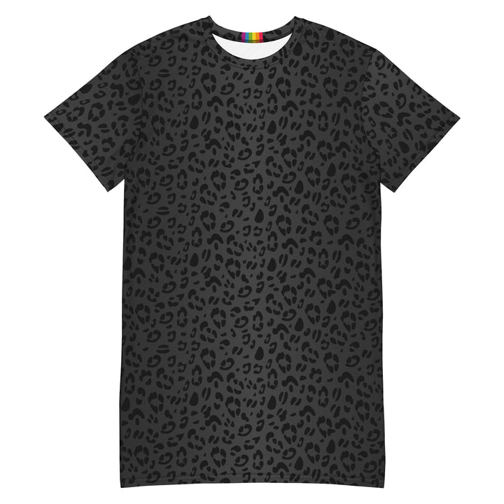 Black Leopard Print T-shirt Dress Dresses The Rainbow Stores