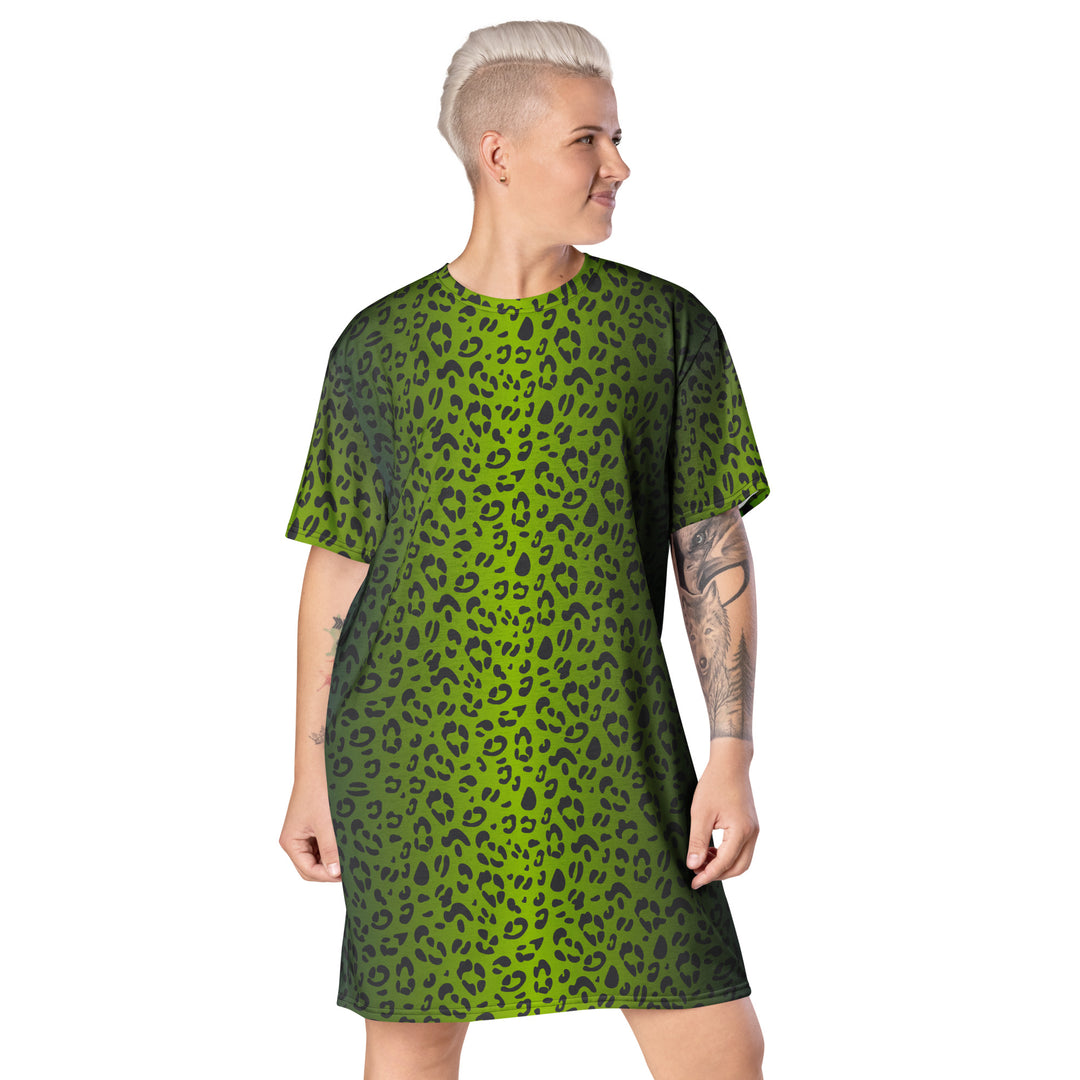 Green Leopard Print T-shirt Dress The Rainbow Stores Green Leopard Print T-shirt Dress The Rainbow Stores