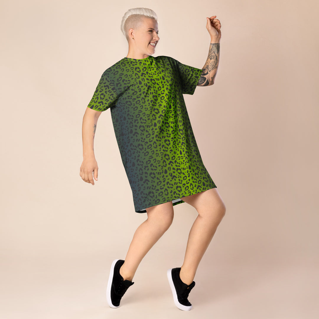 Green Leopard Print T-shirt Dress The Rainbow Stores Green Leopard Print T-shirt Dress The Rainbow Stores