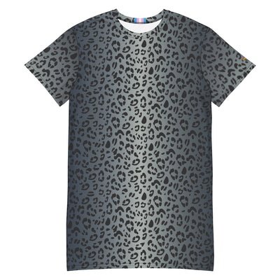 Blue Leopard Print T-Shirt Dress With Trans Collar Flag Dresses The Rainbow Stores