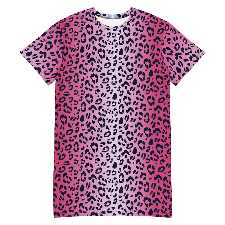 Pink Leopard T-shirt Dress With Trans Collar Flag Dresses The Rainbow Stores