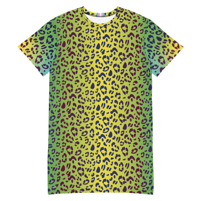 Yellow/Green Leopard T-shirt Dress With Trans Collar Flag Dresses The Rainbow Stores