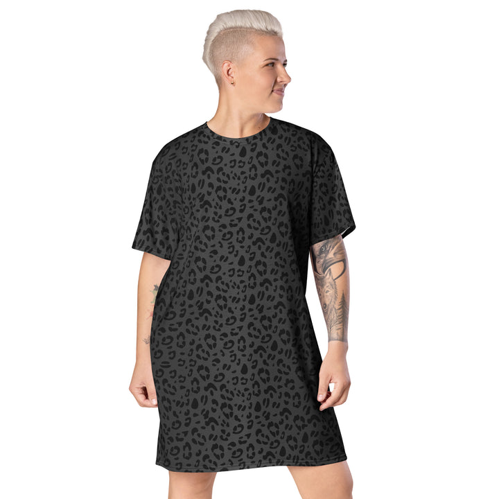 Black Leopard T-shirt Dress With Trans Collar Flag Dresses The Rainbow Stores