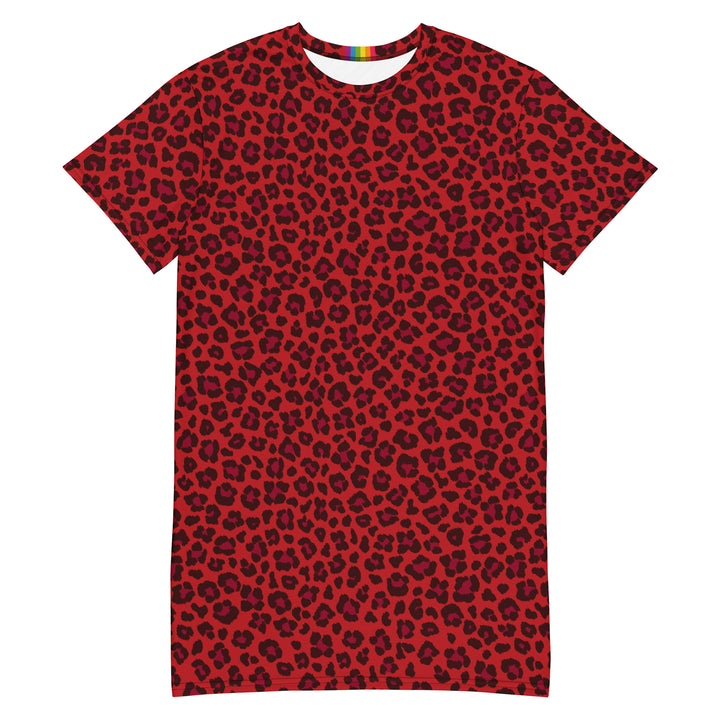 Red Leopard Print T-shirt Dress With Rainbow Collar Flag Dresses The Rainbow Stores