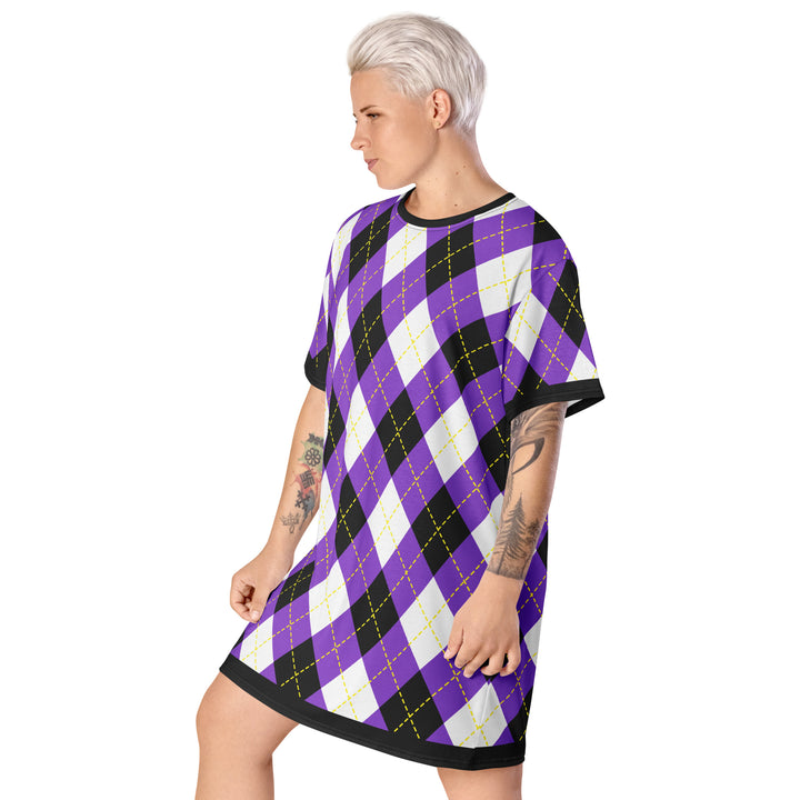Non Binary Tartan (With Black trim) T-shirt Dress Dresses The Rainbow Stores