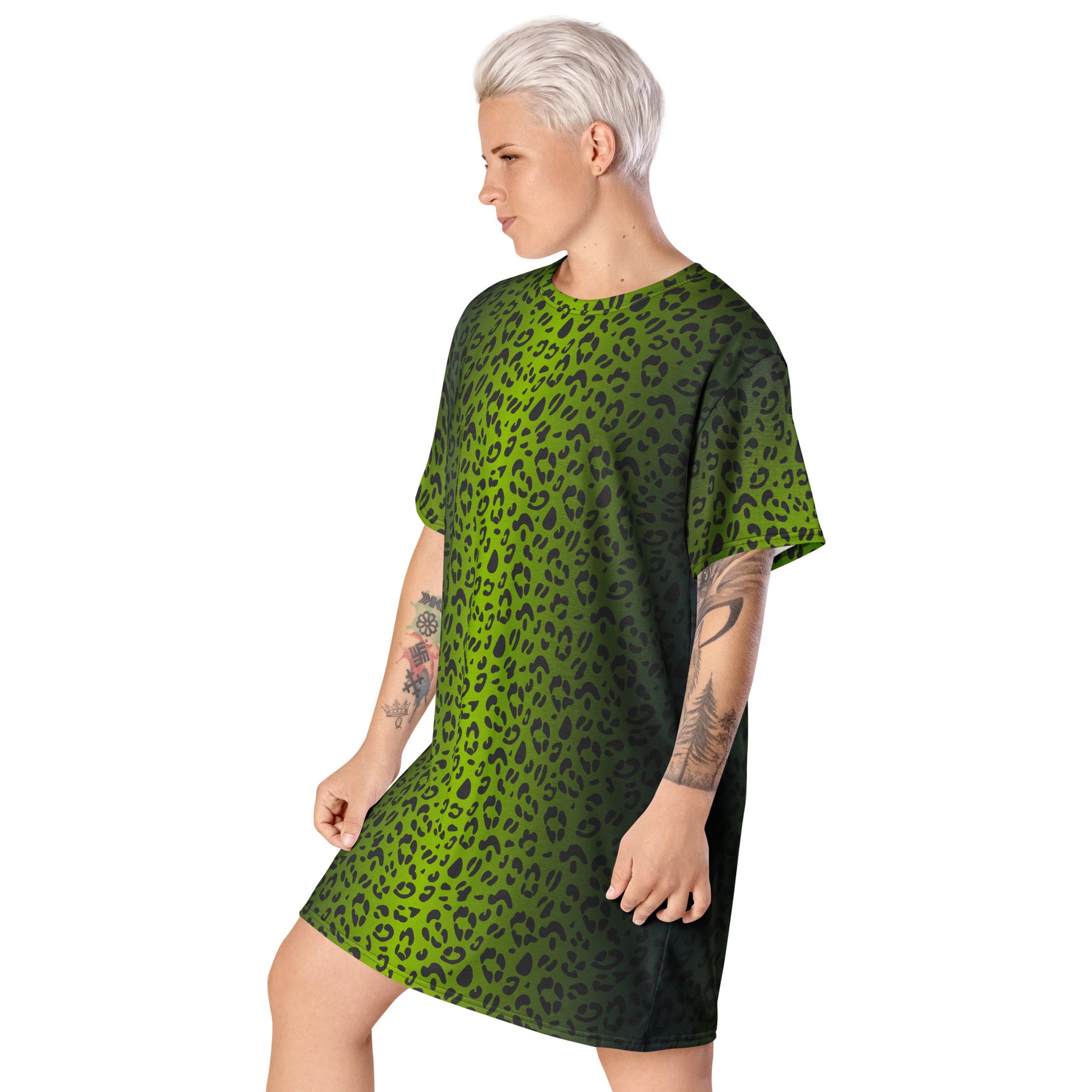 Green Leopard Print T-shirt Dress The Rainbow Stores Green Leopard Print T-shirt Dress The Rainbow Stores