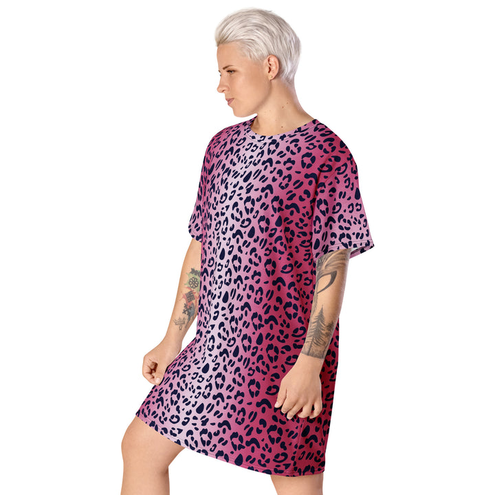 Pink Leopard T-shirt Dress With Trans Collar Flag Dresses The Rainbow Stores