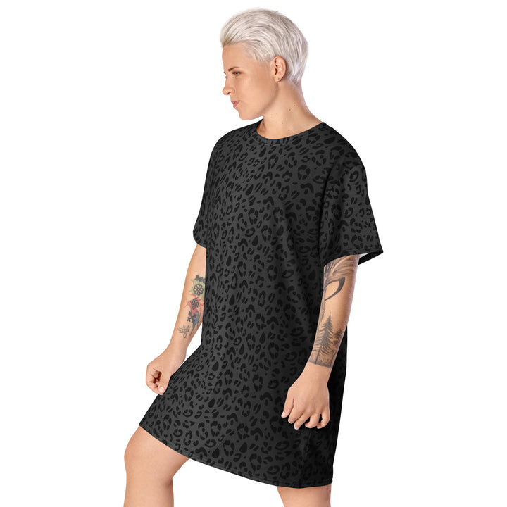 Black Leopard T-shirt Dress With Trans Collar Flag Dresses The Rainbow Stores