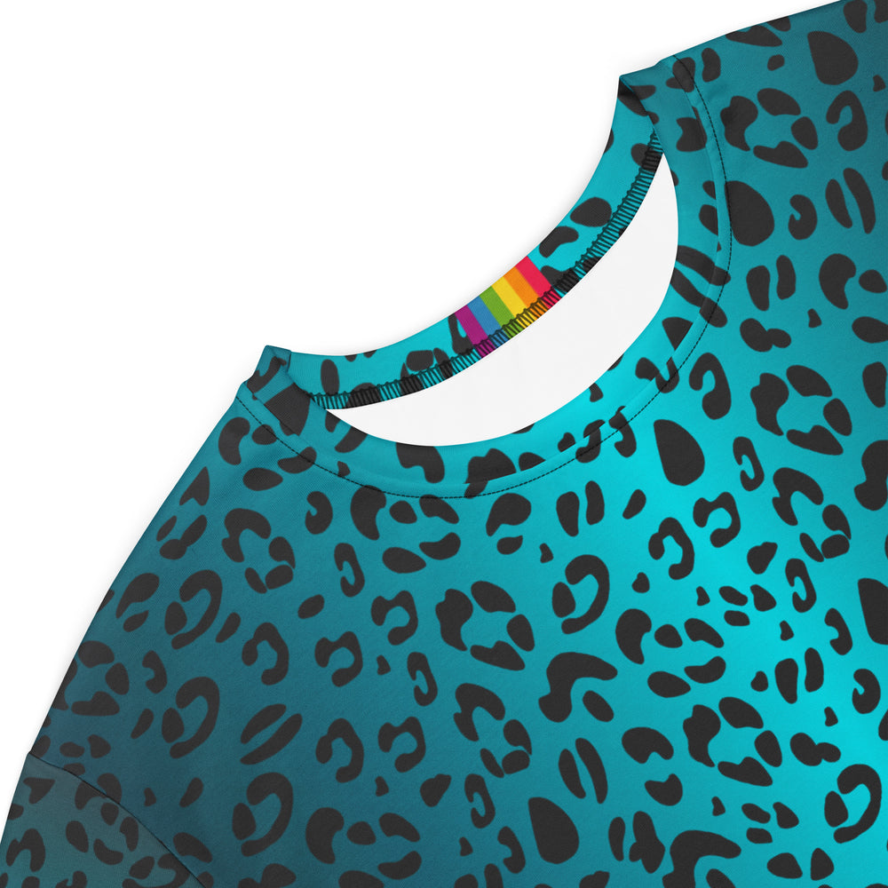 Aqua Leopard Print T-shirt Dress Dresses The Rainbow Stores