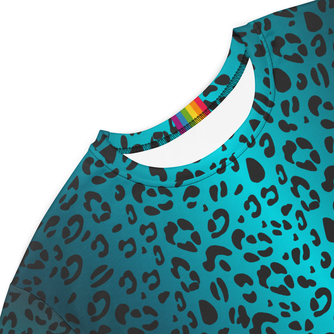 Aqua Leopard Print T-shirt Dress Dresses The Rainbow Stores