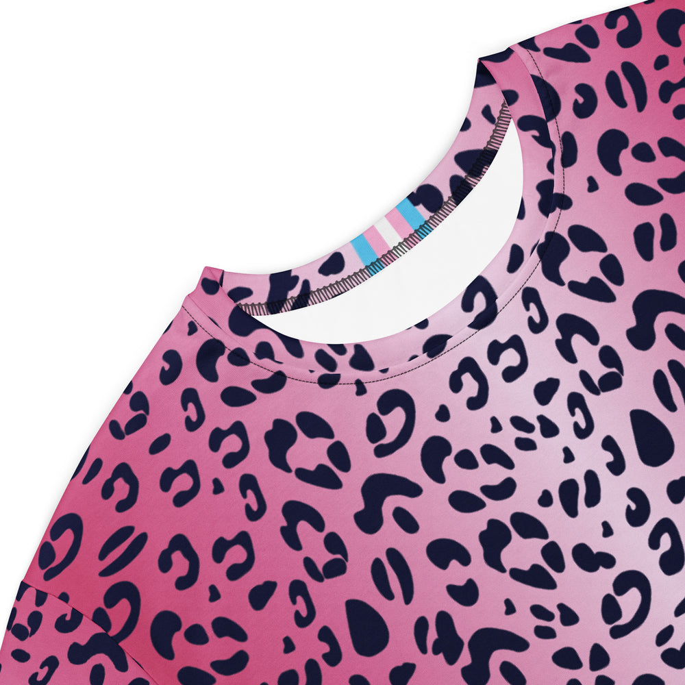 Pink Leopard T-shirt Dress With Trans Collar Flag Dresses The Rainbow Stores
