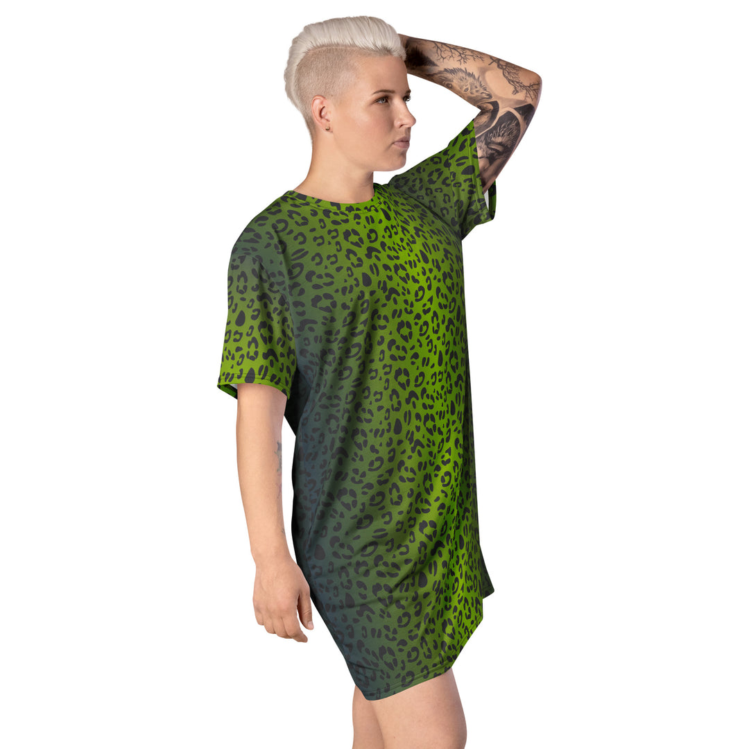 Green Leopard Print T-shirt Dress The Rainbow Stores Green Leopard Print T-shirt Dress The Rainbow Stores