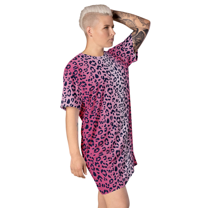 Pink Leopard T-shirt Dress With Trans Collar Flag Dresses The Rainbow Stores