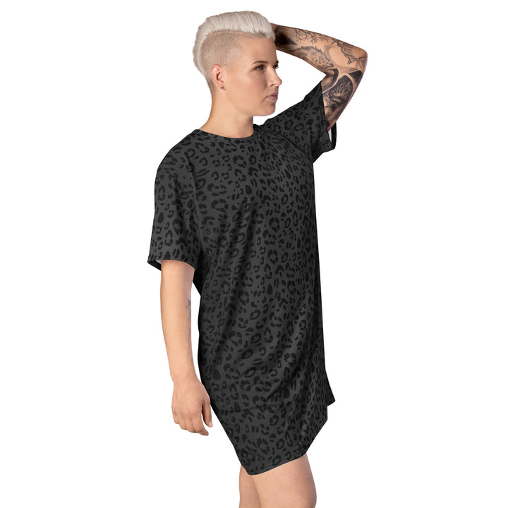 Black Leopard T-shirt Dress With Trans Collar Flag Dresses The Rainbow Stores