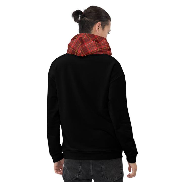 Black Hoodie With Red Pride Tartan Hood Hoodies AOP The Rainbow Stores