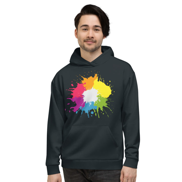 Blue Rainbow Paint Spatter Hoodie Hoodies AOP The Rainbow Stores