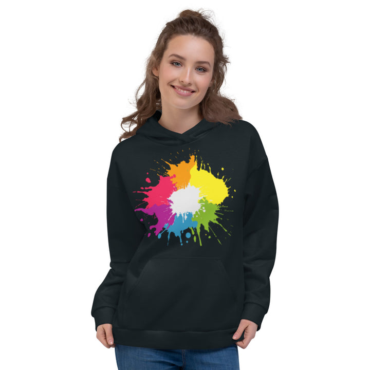 Blue Rainbow Paint Spatter Hoodie Hoodies AOP The Rainbow Stores
